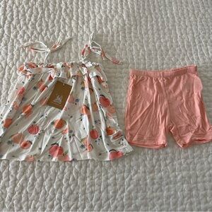 SOLD!!! NWT Angel Dear Bamboo Peach Print Tank Top and Bike Shorts Set Size 4T